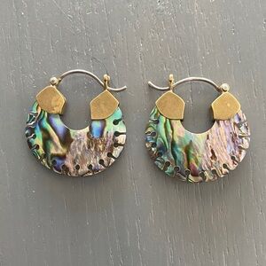 Iridescent Abalone Shell Hoop Earrings
